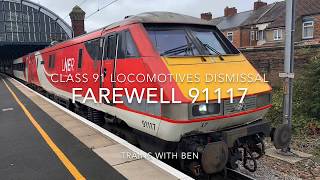 Farewell Class 91 locomotive 91117 at Darlington  1S09 Kings Cross to Edinburgh  250919 [upl. by Nirej86]