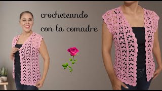 🌟🌟🌟como tejer chaleco o cárdigan a crochet parte1 fácil y rápido crocheteando con la comadre [upl. by Belda]