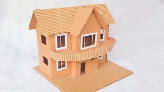 How to make a miniature house from cardboard  simple house DIY handmade crafts  kids crafts [upl. by Sabine]