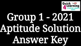 TNPSC Group 1 2021 Aptitude Solution Answer  Group 1 Answer Key 2021 [upl. by Saltsman]