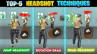 TOP5 HEADSHOT TECHNIQUES IN FREE FIRE  FREE FIRE ALL HEADSHOT TECHNIQUES ⚙️ [upl. by Sang410]