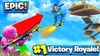 ROCKET RIDING MY BROTHER TO A SKY BASE in Fortnite Battle Royale EPIC [upl. by Eimot166]