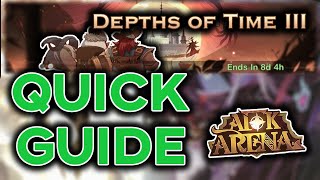 DEPTHS OF TIME 3 Guide  New Voyage of Wonders Walkthrough AFK ARENA [upl. by Nnairam]