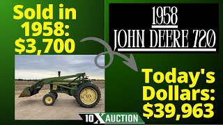 JOHN DEERE 720 Tractor 1958 10X AUCTION AuctionTimeTractorHouse [upl. by Nosnorb350]