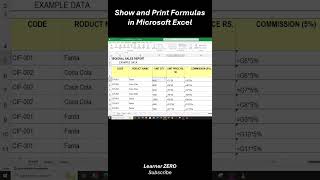 Show and Print Formulas in Excel Sheet Microsoft Excel Lesson excel learning microsoftexcel [upl. by Esinel582]