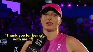 Iga Swiatek Interview after beating Daria Kasatkina at the WTA Finals [upl. by Arvind]