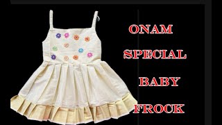 Onam Special Baby Frock Cutting and Stitching  2 to 3 year old baby girls frock making tutorial [upl. by Warfourd854]