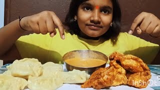 fried 🥵momos and steam🥵 momos challenge🔥 with spicy 🔥 chutney [upl. by Zebedee]