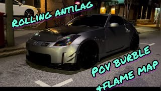 350z pov burble map amp flame map isr exhaust [upl. by Dnaletak]