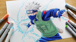 How to Draw Kakashi using Chidori  Naruto  Step By Step Tutorial [upl. by Shaina]