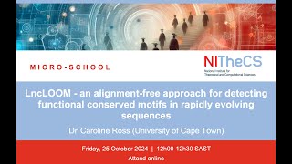 20241025  NITheCS Microschool LncLOOM  an alignmentfree approach for detecting functional [upl. by Soisanahta]