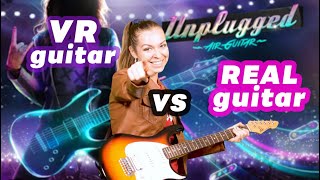 Can you play VR Air Guitar with a REAL electric guitar UNPLUGGED review for Oculus Quest 2 [upl. by Ymmij526]