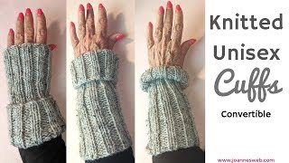 Knitted Unisex Gloves Convertible  Knitting Ribbing Sleeves [upl. by Nimesh]