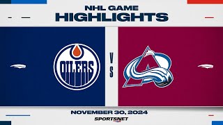 NHL Highlights  Oilers vs Avalanche  November 30 2024 [upl. by Shedd254]