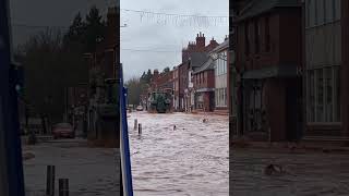 Tractor making waves Tenbury Wells Storm Bert [upl. by Valentino]