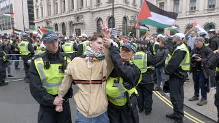 Heated scenes as proPalestine protesters FACE OFF with proIsrael demo in Central London [upl. by Courtland]