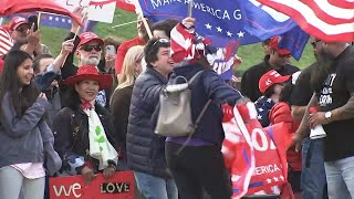 Supporters protesters greet former Pres Trump outside San Francisco fundraiser [upl. by Wilmar]