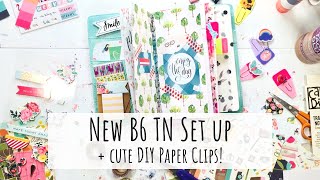 Setting up NEW Carpe Diem Planners B6 Travelers Notebook 2018  Cute DIY Paperclips for TN Pockets [upl. by Ellehsem]