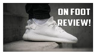 Yeezy Boost 350 V2 Triple White RESTOCK On Foot Review [upl. by Yendahc]