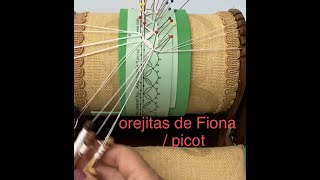 Bobbin LaceMundilloBolillosLesson 17 picot  orejitas de Fiona [upl. by Laing]