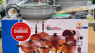 Domestic jumbo nonstick set marble coating jaspal traders faisalabad 03411746406 [upl. by Luckett187]