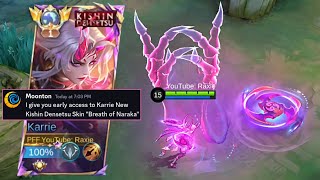 KARRIE NEW KISHIN DENSETSU SKIN quotBREATH OF NARAKAquot IS FINALLY HERE💜 early access [upl. by Iolanthe]