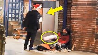 Homeless mans shocking reaction when young man gives him a gift [upl. by Hamo]