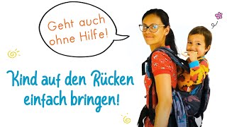 Wie bringe ich mein Kind in der Tragehilfe alleine auf den Rücken [upl. by Einnel]