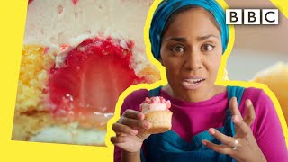 Nadiyas insane strawberry cupcake recipe  BBC [upl. by Pevzner563]