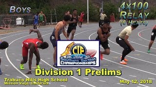 2018 TF  CIFss Prelims D1  4x100 Boys 6 Heats [upl. by Leighton]