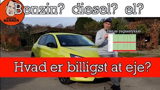 Hvad er billigst Elbil eller benzinbil eller diesel Og hvad med leasing [upl. by Lahsram]