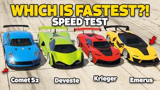 GTA 5 ONLINE  COMET S2 VS DEVESTE VS KRIEGER VS EMERUS WHICH IS FASTEST  SPEED TEST [upl. by Jer]