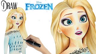 comment dessiner Elsa  dessin reine des neiges  coloriage  princesse  how to draw  frozen [upl. by Acinod922]