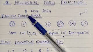 O millionaire draw predictions 2nd may 2024 [upl. by Anemij]