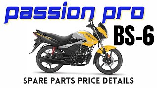 Passion Pro BS6 Spare Parts Price List  Hero Passion Pro 20202122 BS6 ALL Parts  Original Parts [upl. by Viviane]