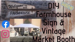 DIY FARMHOUSE SIGNWEATHERED WOOD PAINT TECHNIQUEVINTAGE MARKET BOOTH TOUR [upl. by Ursula]