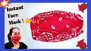 ❤️ NO SEW FACE MASK WITH RUBBER BAND amp BANDANA  EASY amp QUICK 1 MINUTE FACE MASK❤️ [upl. by Arne]