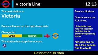 London Underground Victoria Line Train Announcement [upl. by Buffum]