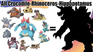 All Crocodile  Rhinoceros  Hippopotamus Pokémon Fusion Kanto  Galar  Max S [upl. by Mussman]