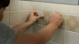 How to install selfadhesive backsplash vinyl tile stickers transfers for kitchen 6 x 6 tile stickers [upl. by Kenrick]