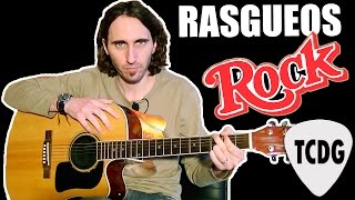 Aprende Como Tocar 5 Rasgueos de Rock Fáciles En Guitarra Acústica TCDG [upl. by Richlad]