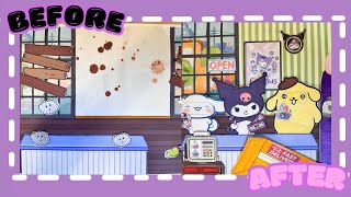 🫧Paper DIY🫧 🍦Karomi decorating her ice cream shop and sharing with purin and cinnamoroll🍦 ASMR [upl. by Suoilenroc]