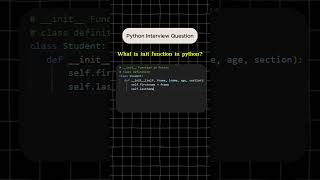 Python Interview Question Understanding the init Function pythonprogramming [upl. by Apul]