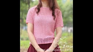 Летняя Кофточка Крючком Реглан  2019  Summer Blouse Crochet Raglan [upl. by Enilauqcaj]