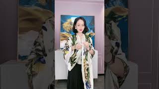 How to Tie a Silk Shawls  SUNXZZ Elegant Pattern Silk Shawl [upl. by Kirchner]