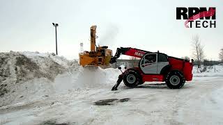 Telehandler snow removal operation with snow blower attachment  RPM Tech [upl. by Ehrsam727]