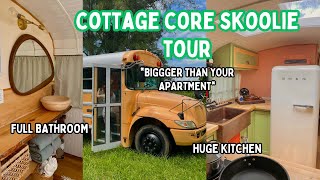 our skoolie is bigger than your apartment FINISHED BUS TOUR  Andrea amp Lewis [upl. by Tildy]