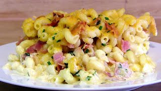 NUDELAUFLAUF MIT SCHINKEN UND KÄSESCHINKENNUDELN MIT CHEDDAR KÄSE ÜBERBACKENMAKKARONI AUFLAUF [upl. by Enileve85]