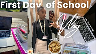 First day of CollegeSixthForm Vlog  year 13  6AM grwm morning routine school day realistic [upl. by Linetta]