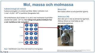 Kemiska beräkningar  Substansmängd massa och molmassa [upl. by Nylirej]